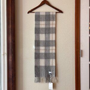 NWT Kiltane Scarf Plaid Checked 100% Lambswool Scottish High-Quality Gray White